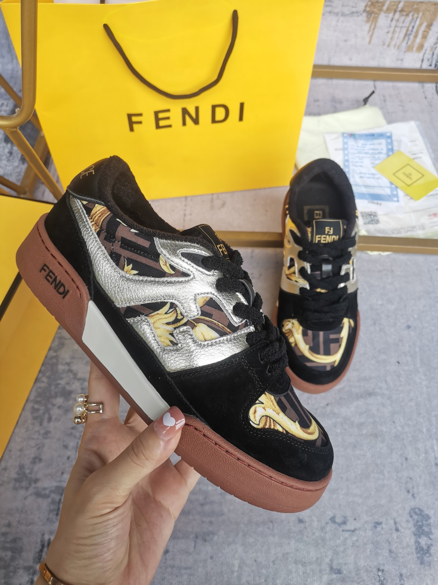 Men Women F*endi & V*ersac Top Sneaker