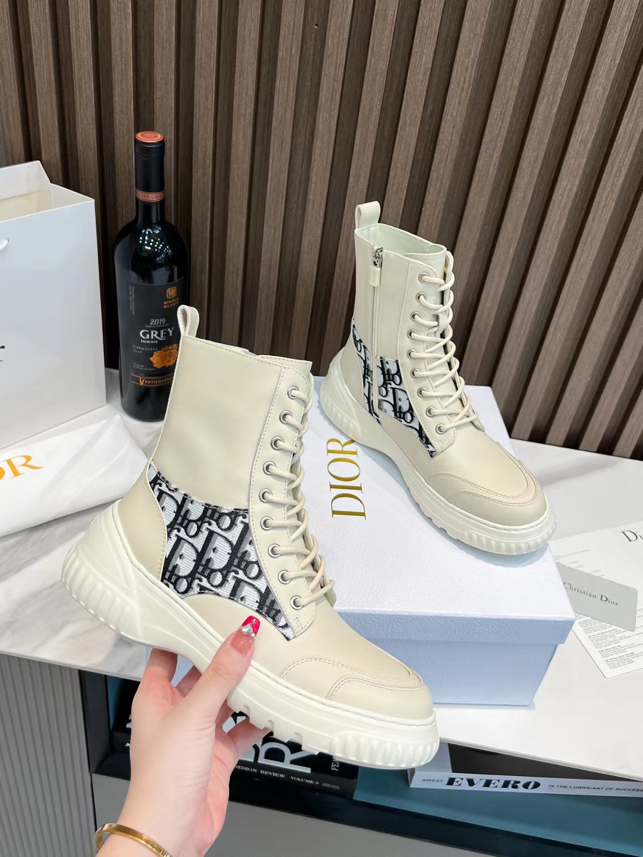 Women D*ior Top Boots Maikesneakers