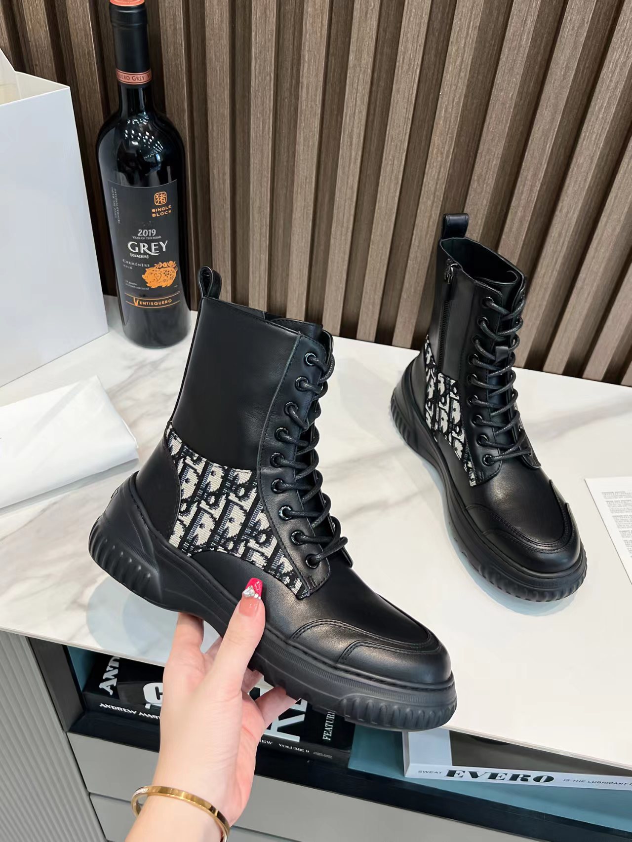 Women D*ior Top Boots Maikesneakers