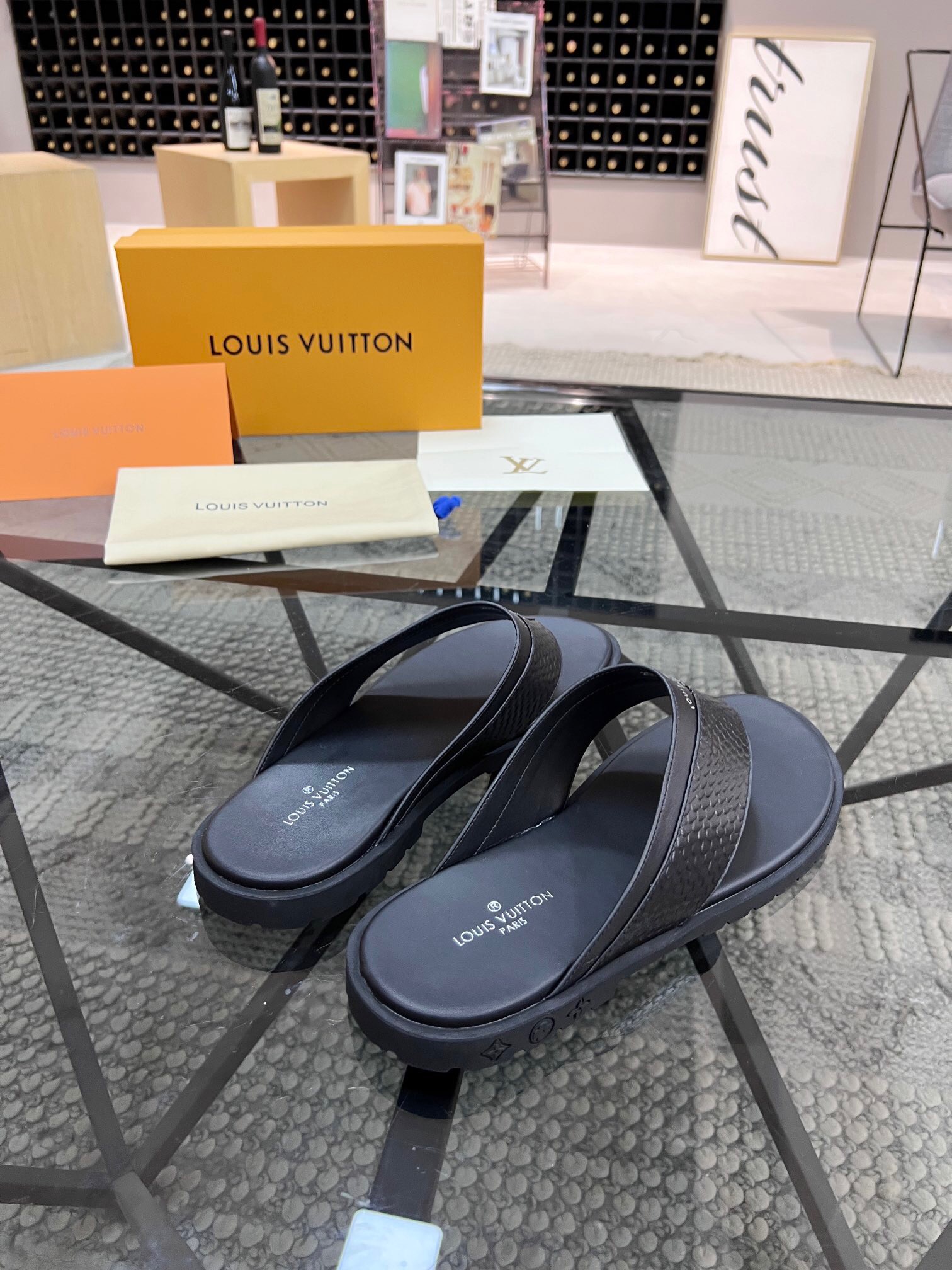 Men L*ouis V*uitton Top Slippers