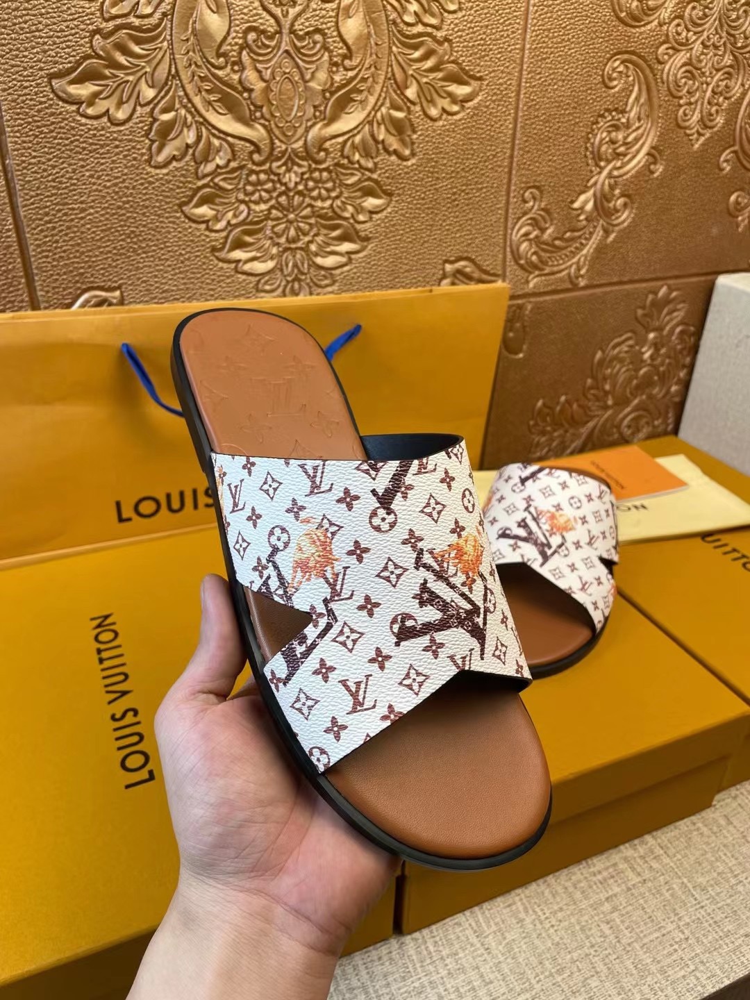 Men L*ouis V*uitton Top Slippers